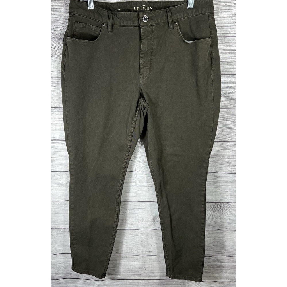 White House Black Market Skinny Ankle Pants Women's Size 14 Olive High Rise